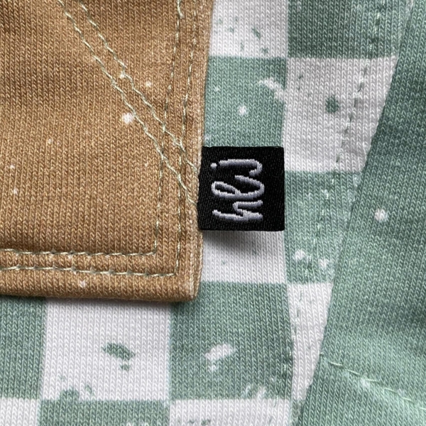 4 er Set - Weblabel gefaltet - "hej + smile" - schwarz